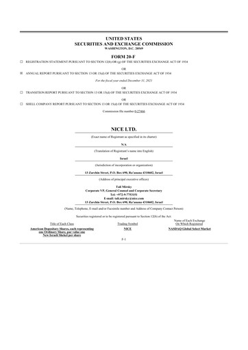 Thumbnail NICE 20-F Annual Report 2021