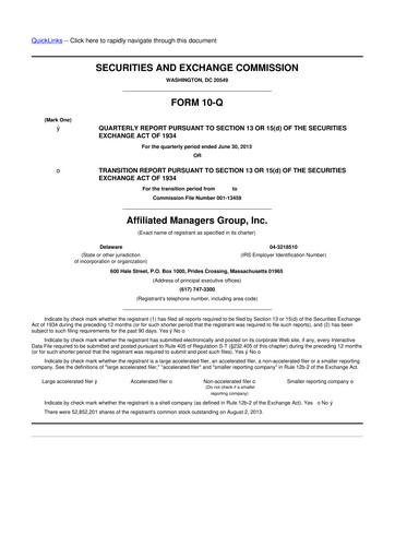 Thumbnail Affiliated Managers Group 10-Q Quarterly Report FY2013 