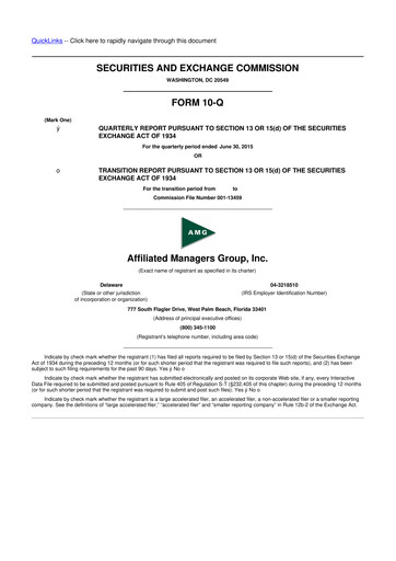Thumbnail Affiliated Managers Group 10-Q Quarterly Report FY2015 