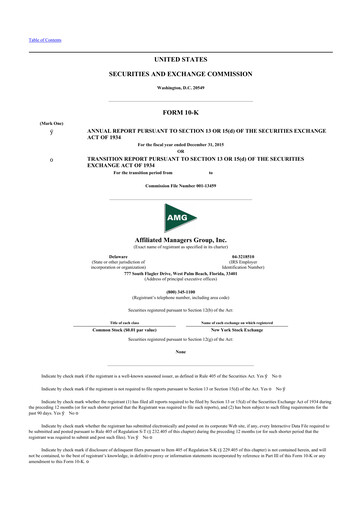 Thumbnail Affiliated Managers Group 10-K Annual Report 2015