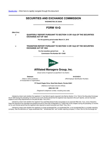 Thumbnail Affiliated Managers Group 10-Q Quarterly Report FY2016 