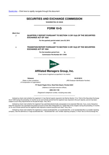 Thumbnail Affiliated Managers Group 10-Q Quarterly Report FY2016 