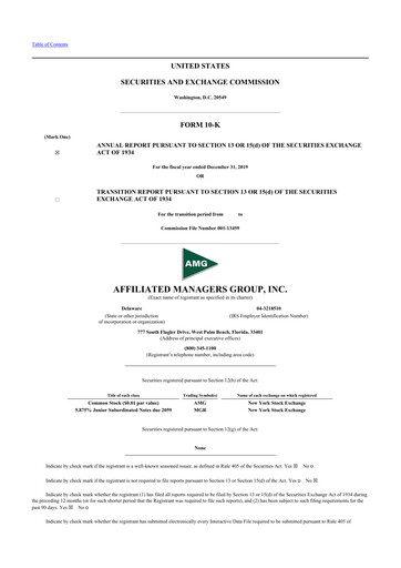 Thumbnail Affiliated Managers Group 10-K Annual Report 2019