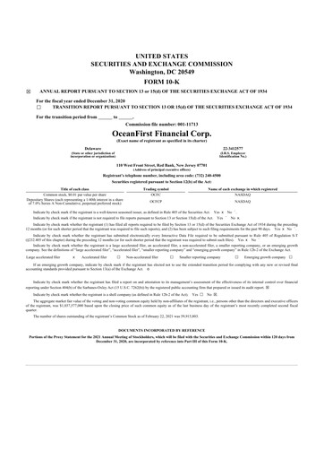 Thumbnail OceanFirst Financial 10-K Annual Report 2020