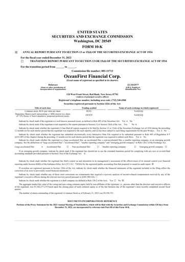 Thumbnail OceanFirst Financial 10-K Annual Report 2022