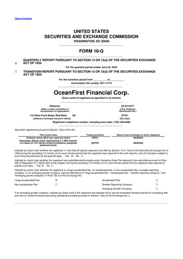 Thumbnail OceanFirst Financial 10-Q Quarterly Report FY2024 
