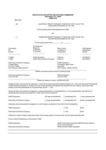 Thumbnail PG&E Corporation 10-Q Quarterly Report FY 