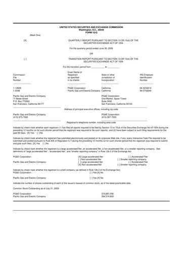 Thumbnail PG&E Corporation 10-Q Quarterly Report FY 