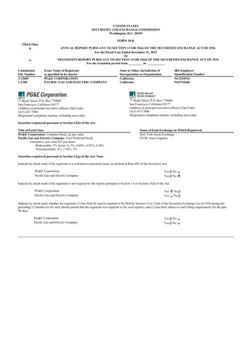 Thumbnail PG&E Corporation 10-K Annual Report 