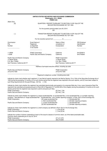 Thumbnail PG&E Corporation 10-Q Quarterly Report FY 