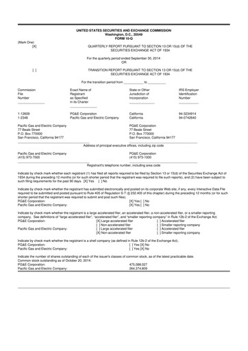Thumbnail PG&E Corporation 10-Q Quarterly Report FY 