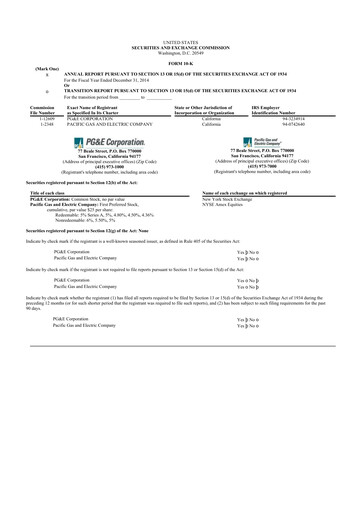 Thumbnail PG&E Corporation 10-K Annual Report 