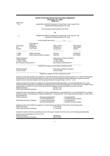 Thumbnail PG&E Corporation 10-Q Quarterly Report FY 