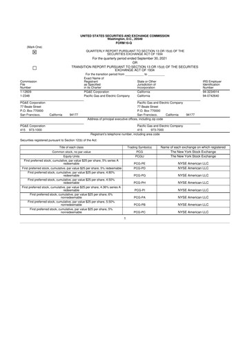 Thumbnail PG&E Corporation 10-Q Quarterly Report FY2021 