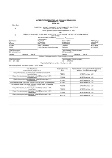 Thumbnail PG&E Corporation 10-Q Quarterly Report FY2023 