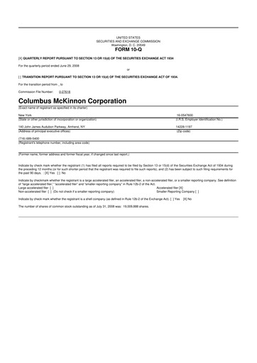 Thumbnail Columbus McKinnon 10-Q Quarterly Report FY 