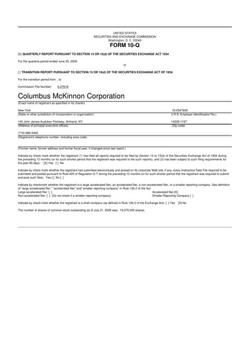 Thumbnail Columbus McKinnon 10-Q Quarterly Report FY 