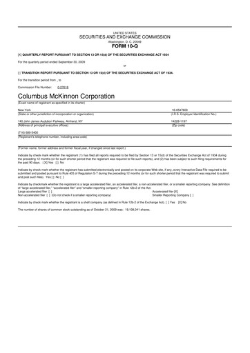 Thumbnail Columbus McKinnon 10-Q Quarterly Report FY 