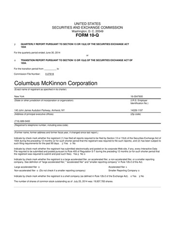 Thumbnail Columbus McKinnon 10-Q Quarterly Report FY2015 