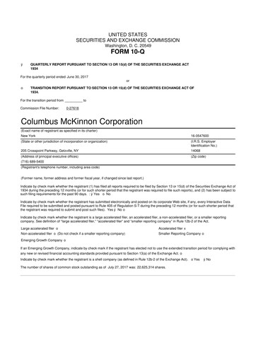 Thumbnail Columbus McKinnon 10-Q Quarterly Report FY2018 