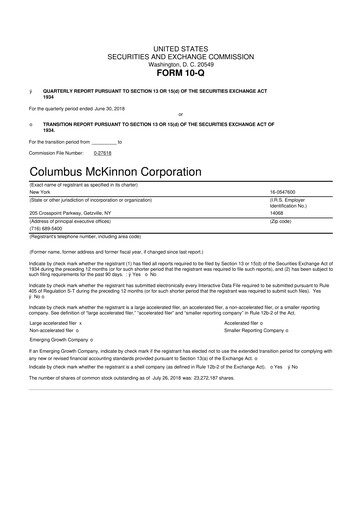 Thumbnail Columbus McKinnon 10-Q Quarterly Report FY2019 