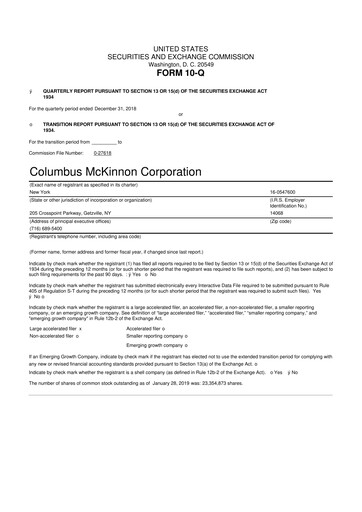 Thumbnail Columbus McKinnon 10-Q Quarterly Report FY2019 