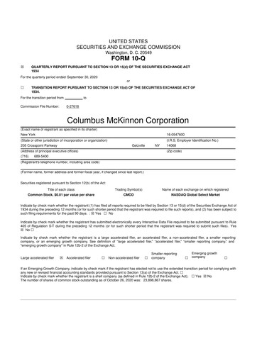 Thumbnail Columbus McKinnon 10-Q Quarterly Report FY2021 