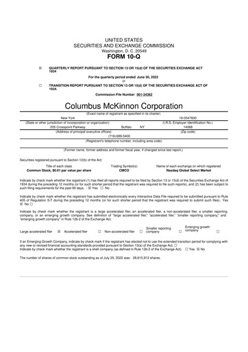 Thumbnail Columbus McKinnon 10-Q Quarterly Report FY2023 