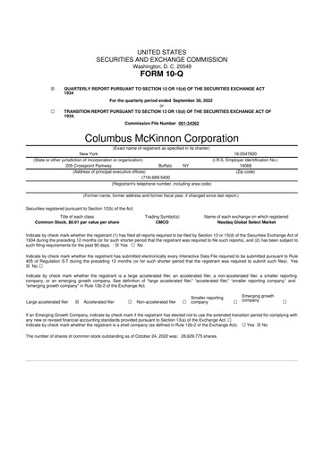 Thumbnail Columbus McKinnon 10-Q Quarterly Report FY2023 