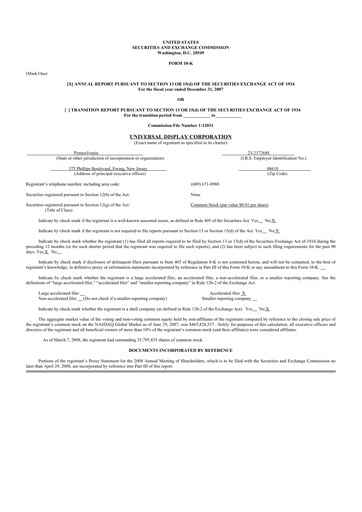 Thumbnail Universal Display Corporation
 10-K Annual Report 