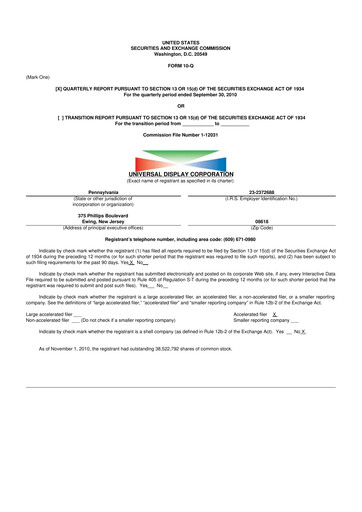 Vorschaubild Universal Display Corporation
 10-Q Quartalsbericht  