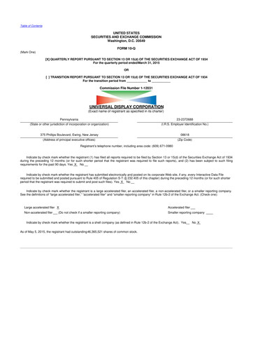 Vorschaubild Universal Display Corporation
 10-Q Quartalsbericht 2015 