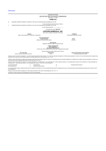 Thumbnail Lifecore Biomedical 10-Q Quarterly Report FY 