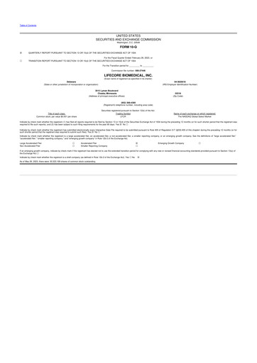 Thumbnail Lifecore Biomedical 10-Q Quarterly Report FY 