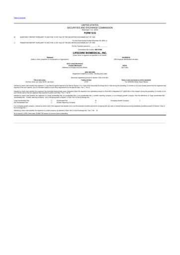 Thumbnail Lifecore Biomedical 10-Q Quarterly Report FY 