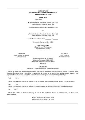 Vorschaubild Cracker Barrel 10-Q Quartalsbericht  