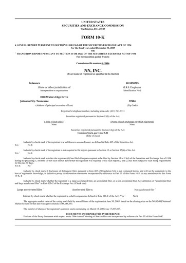 Thumbnail NN, Inc.
 10-K Annual Report 