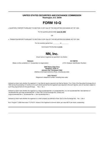 Thumbnail NN, Inc.
 10-Q Quarterly Report FY 