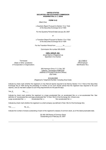 Vorschaubild Cracker Barrel 10-Q Quartalsbericht  