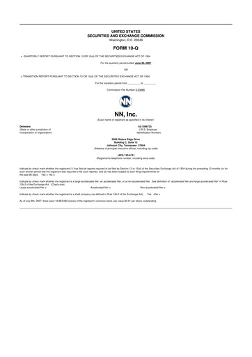 Thumbnail NN, Inc.
 10-Q Quarterly Report FY 