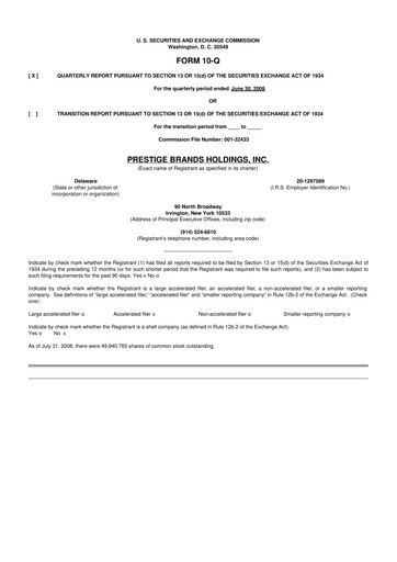 Thumbnail Prestige Consumer Healthcare 10-Q Quarterly Report FY 