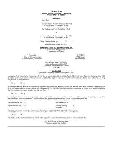 Vorschaubild Cracker Barrel 10-Q Quartalsbericht  