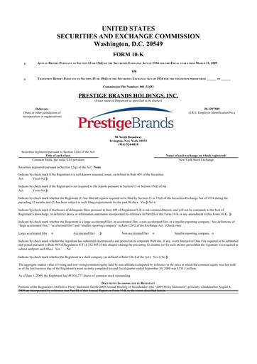 Thumbnail Prestige Consumer Healthcare 10-K Annual Report 