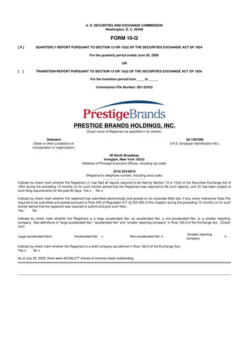 Thumbnail Prestige Consumer Healthcare 10-Q Quarterly Report FY 