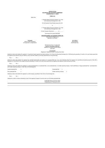 Vorschaubild Cracker Barrel 10-Q Quartalsbericht  