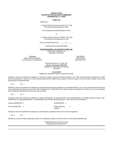 Vorschaubild Cracker Barrel 10-Q Quartalsbericht  