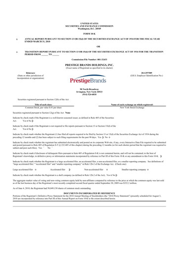 Thumbnail Prestige Consumer Healthcare 10-K Annual Report 