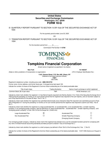 Thumbnail Tompkins Financial 10-Q Quarterly Report FY2020 
