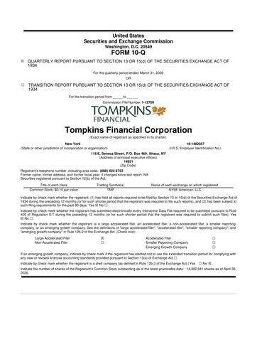 Thumbnail Tompkins Financial 10-Q Quarterly Report FY2026 