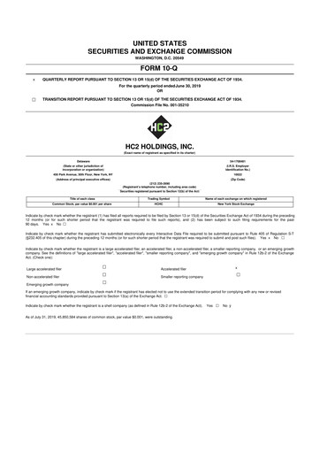 Thumbnail INNOVATE Corp. 10-Q Quarterly Report FY2019 